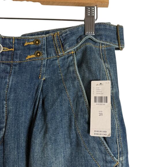 Anthropologie Pilcro and the Letterpress Cropped Wide Leg Pleated Blue Jeans 28 - Picture 4 of 11